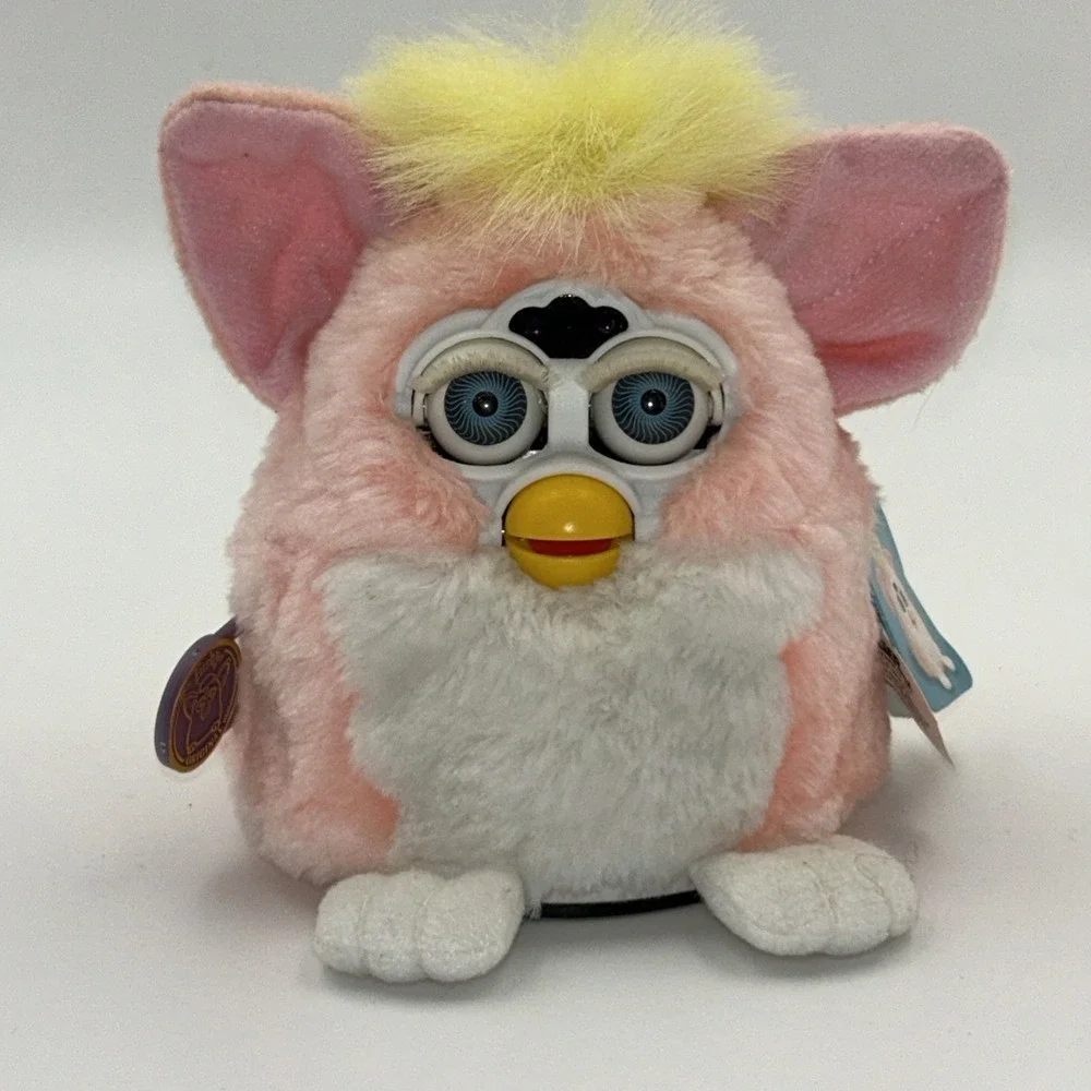 Furby Baby Peachy Pink Yellow White Tiger Electronics 1999 TESTED Working W Tags